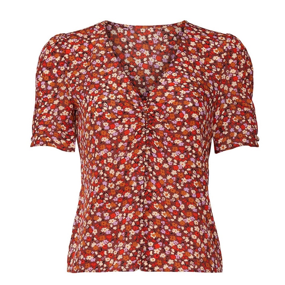 Madewell Burgundy Rosalie Ditsy Floral Top - Size 6